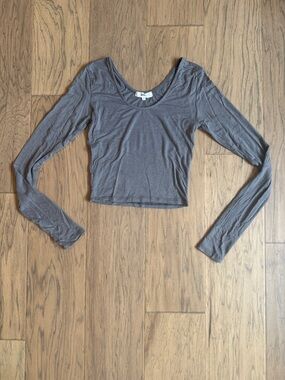 JOAH BROWN Gray Scoop Neck Long Sleeve S/M
